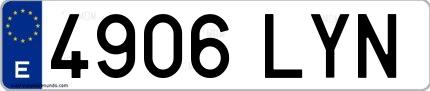 Ejemplo de matrícula española 4906 LYN