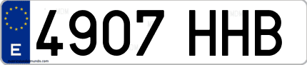 Ejemplo de matrícula de coche ordinaria 4907 HHB