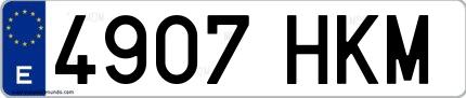 Ejemplo de matrícula española 4907 HKM