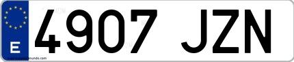 Ejemplo de matrícula española 4907 JZN