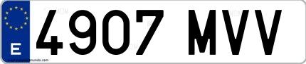 Ejemplo de matrícula española 4907 MVV