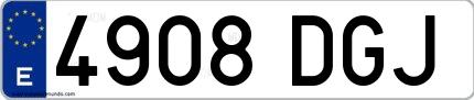 Ejemplo de matrícula española 4908 DGJ