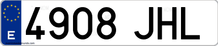 Ejemplo de matrícula de coche ordinaria 4908 JHL