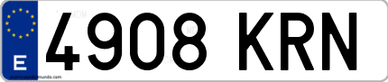 Ejemplo de matrícula de coche ordinaria 4908 KRN