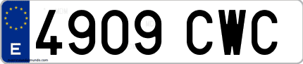 Ejemplo de matrícula de coche ordinaria 4909 CWC