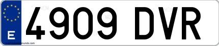 Ejemplo de matrícula española 4909 DVR