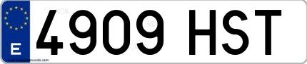 Ejemplo de matrícula española 4909 HST