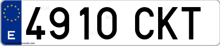 Ejemplo de matrícula de coche ordinaria 4910 CKT