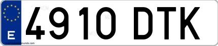 Ejemplo de matrícula española 4910 DTK