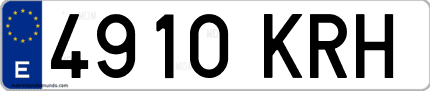 Ejemplo de matrícula de coche ordinaria 4910 KRH