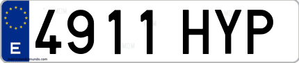 Ejemplo de matrícula de coche ordinaria 4911 HYP