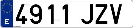 Ejemplo de matrícula española 4911 JZV