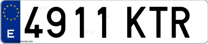 Ejemplo de matrícula de coche ordinaria 4911 KTR