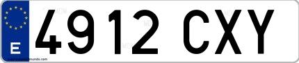 Ejemplo de matrícula española 4912 CXY