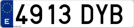 Ejemplo de matrícula de coche ordinaria 4913 DYB
