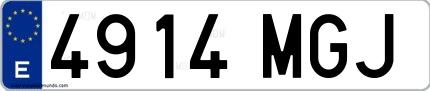 Ejemplo de matrícula española 4914 MGJ