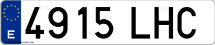 Ejemplo de matrícula de coche ordinaria 4915 LHC