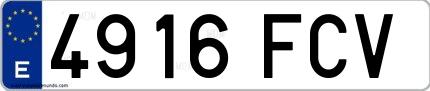 Ejemplo de matrícula española 4916 FCV