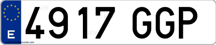 Ejemplo de matrícula de coche ordinaria 4917 GGP