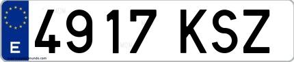 Ejemplo de matrícula española 4917 KSZ