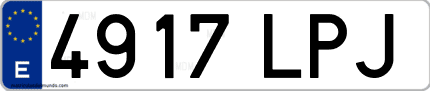 Ejemplo de matrícula de coche ordinaria 4917 LPJ