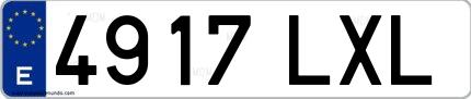 Ejemplo de matrícula española 4917 LXL