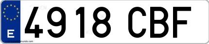 Ejemplo de matrícula española 4918 CBF