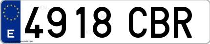 Ejemplo de matrícula española 4918 CBR
