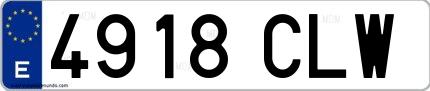 Ejemplo de matrícula española 4918 CLW