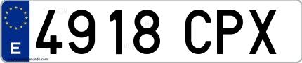 Ejemplo de matrícula española 4918 CPX