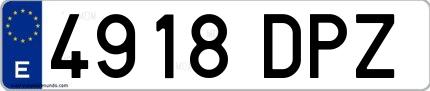 Ejemplo de matrícula española 4918 DPZ