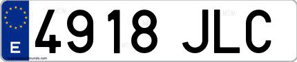 Ejemplo de matrícula española 4918 JLC