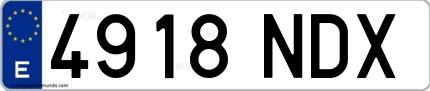 Ejemplo de matrícula española 4918 NDX