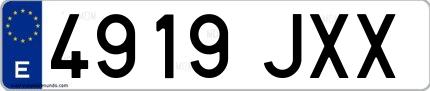 Ejemplo de matrícula española 4919 JXX