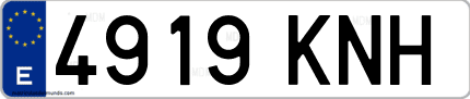 Ejemplo de matrícula de coche ordinaria 4919 KNH