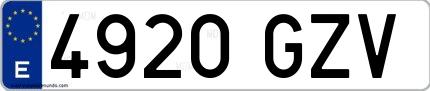 Ejemplo de matrícula española 4920 GZV