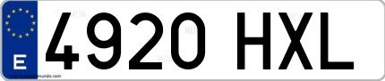 Ejemplo de matrícula española 4920 HXL