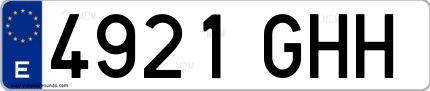 Ejemplo de matrícula española 4921 GHH