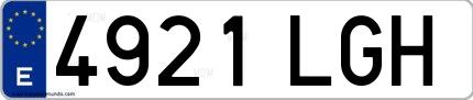Ejemplo de matrícula de coche ordinaria 4921 LGH