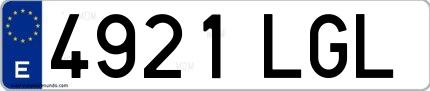 Ejemplo de matrícula española 4921 LGL