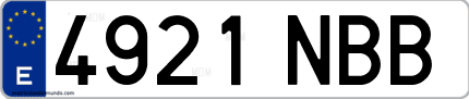 Ejemplo de matrícula de coche ordinaria 4921 NBB