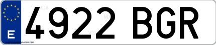 Ejemplo de matrícula española 4922 BGR