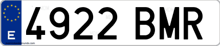 Ejemplo de matrícula de coche ordinaria 4922 BMR