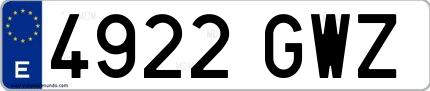 Ejemplo de matrícula española 4922 GWZ