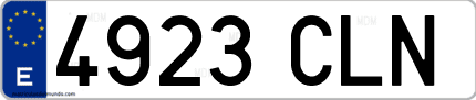 Ejemplo de matrícula de coche ordinaria 4923 CLN