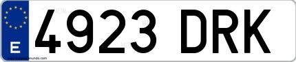 Ejemplo de matrícula de coche ordinaria 4923 DRK