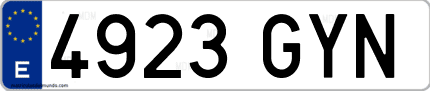 Ejemplo de matrícula de coche ordinaria 4923 GYN