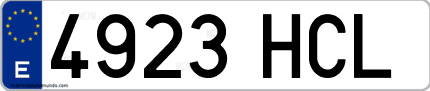 Ejemplo de matrícula de coche ordinaria 4923 HCL