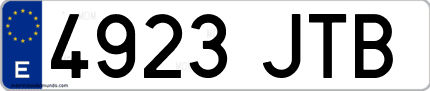 Ejemplo de matrícula de coche ordinaria 4923 JTB
