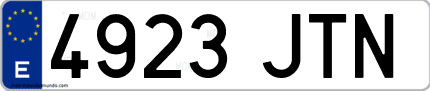 Ejemplo de matrícula de coche ordinaria 4923 JTN